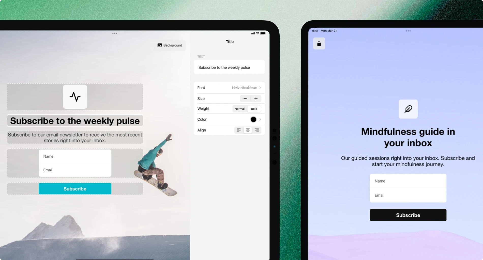 MailerLite iPad subscribe app
