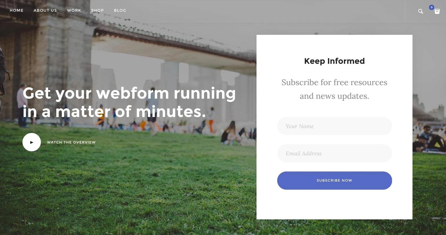 Top sidebar signup form example - MailerLite