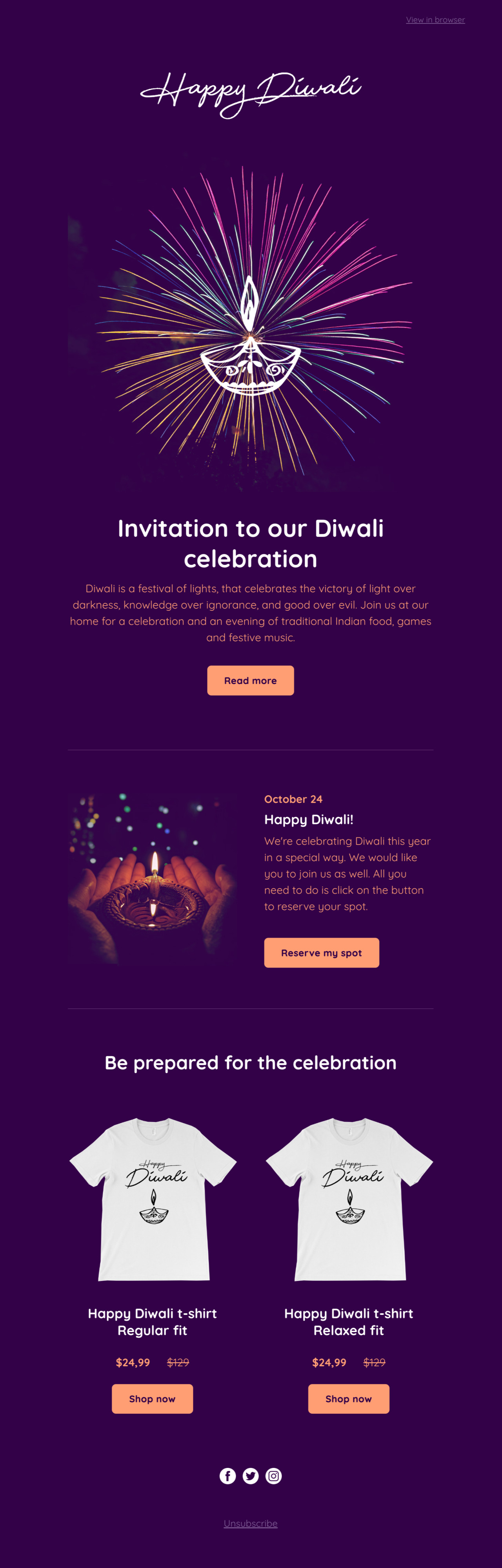 Święto Diwali szablon - stworzony przez MailerLite