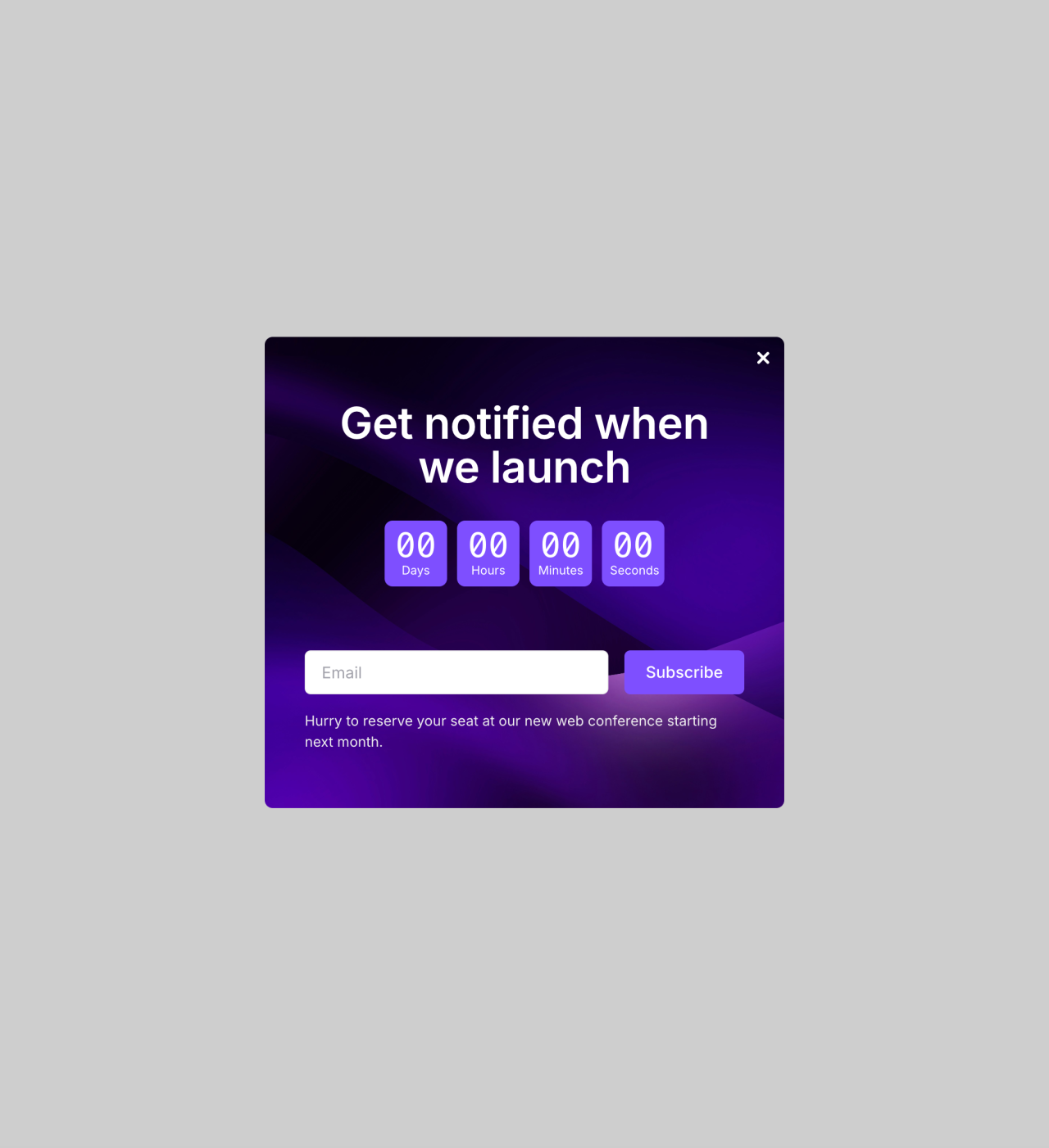 Countdown timer pop-up template - Made by MailerLite